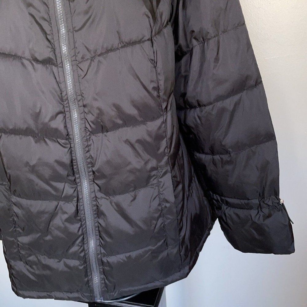 Womens Motto Quilted Puffer Jacket Coat Black Funnel Collar Plus Sz 1X Full Zip - Picture 3 of 8